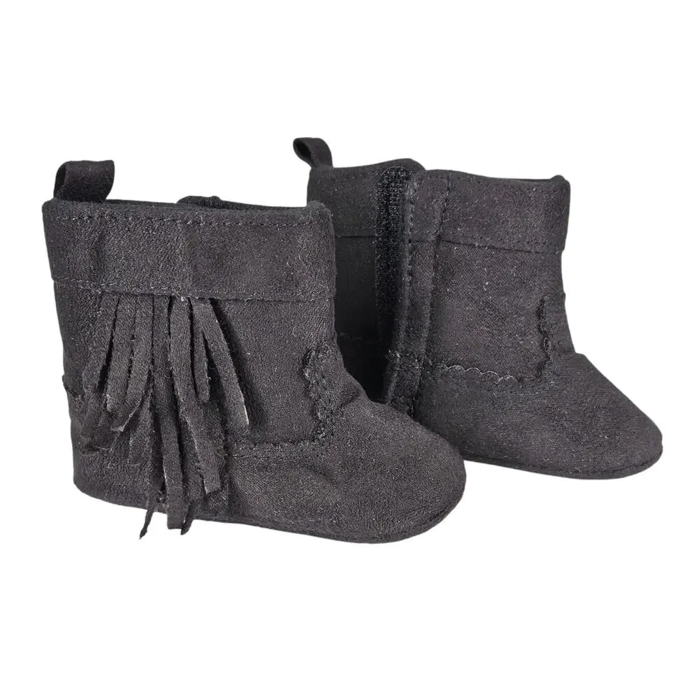 RISING STAR BABY GRAY HIGHTOP BOOTS WITH FRING ON SIDES - SIZE 3-6 MONTHS